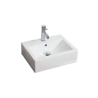 American Imaginations 20.5 in. W x 16 in. D Above Counter Rectangle Vessel Sink In White Color For Single Hole Faucet 592