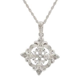 Silver 1/8ct TDW Diamond Fleur de Lis Necklace   Shopping