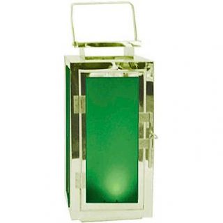 Garden Meadow Co. 13 inch Solar Stainless Steel Lantern with Green