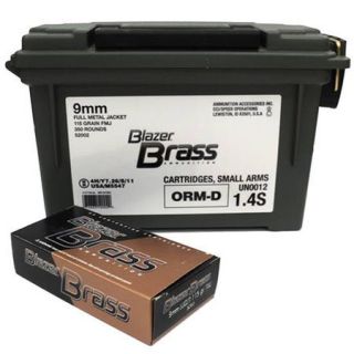CCI Blazer Brass Ammo Can 9MM Luger 115 gr. FMJ 350 Rounds 724667