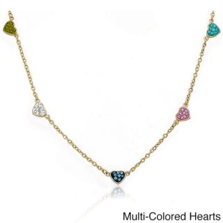 Molly Glitz 14k Goldplated Childrens Crystal Heart Station Necklace