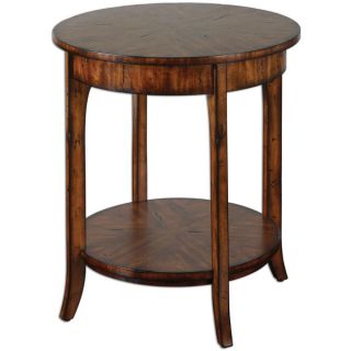 Solid Oak Chocolate Bronze Round Side Table