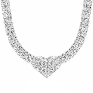 50 Carat TW Diamond Heart Necklace Silver Plated (IJ I2 I3)