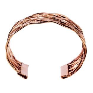 PalmBeach Jewelry Lattice Cuff Bracelet Rose Gold Plated 7 1/2