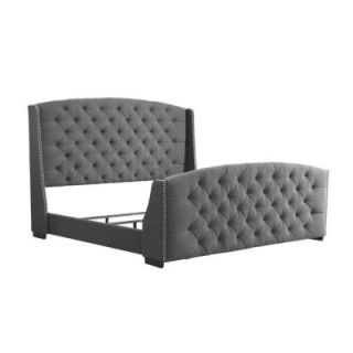 PRI Upholstered Queen Headboard and Footboard in Charcoal DS 2287 252 LC