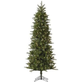 Pre Lit 6.5' x 34" Carolina Pencil Spruce Artificial Christmas Tree, Green, Clear Lights