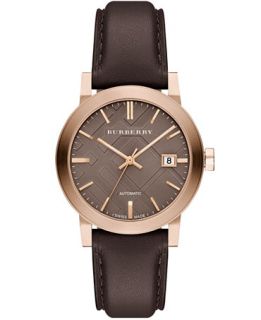 Burberry Unisex Swiss Automatic The City Chocolate Leather Strap Watch