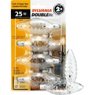 Sylvania  Incandescent Crystal DOUBLElife B10 Candelabra (E26) 120V