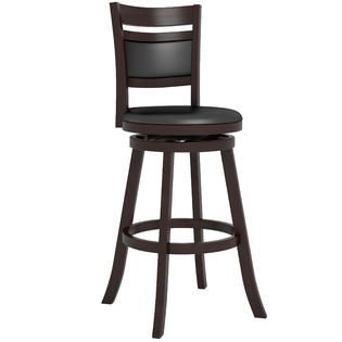 CorLiving Woodgrove Cushion Back 43 Wood Barstool in Espresso and