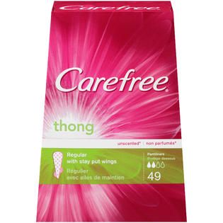 Carefree Thong Regular with Stay Put Wings Pantiliners 49 CT BOX