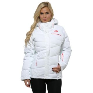 The North Face Womens White & Rocket Red Heavenly Down Jacket