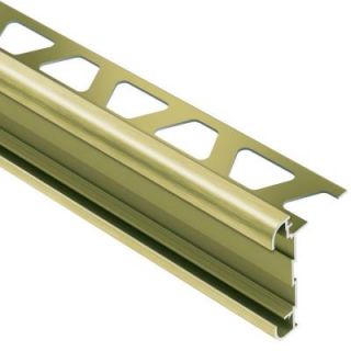Schluter Rondec CT Brushed Brass Anodized Aluminum 3/8 in. x 8 ft. 2 1/2 in. Metal Double Rail Bullnose Tile Edging Trim RC100AMGB39