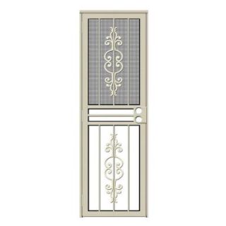 Unique Home Designs 28 in. x 80 in. Estate Almond Recessed Mount All Season Security Door with Insect Screen and Glass Inserts 1U0310NN0BHGLA