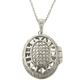 Finesque Silverplated Diamond Accent Oval Locket Necklace  