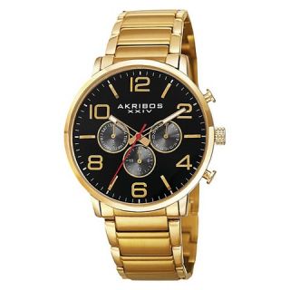 Mens Akribos XXIV Quartz Multifunction Bracelet Watch   Gold/Black