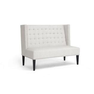 Baxton  Owstynn Beige Linen Modern Banquette Bench