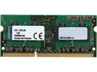 Kingston 4GB 204 Pin DDR3 SO DIMM DDR3L 1600 (PC3L 12800) Laptop Memory Model KAS N3CL/4G