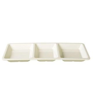 Global Goodwill Jazz 28 oz., 15 in. x 6 1/4 in. x 1 3/8 in. Rectangular 3 Section Compartment Tray in Pearl (1 Piece) 849851027510