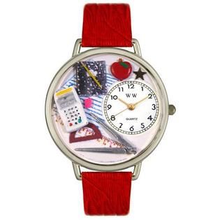 Whimsical Gifts Math Teacher Red Leather And Silvertone Watch #
