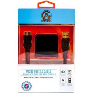 Arsenal Gear AGKIT3 Cable and Home Charger, Black