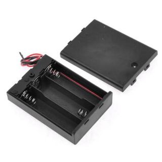 Black Red Cable Plastic 3 x 1.5V AA Batteries Cell Box Holder