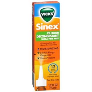 Vicks Sinex VapoSpray Moisturizing 12 Hour Ultra Fine Mist 0.50 oz (Pack of 2)