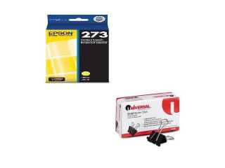 Epson Value Kit   Epson 273 Yellow Ink (EPST273420) and Universal Small Binde