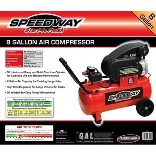 Speedway Start to Finish  8 Gallon 1.5HP Portable Air Compressor  8550