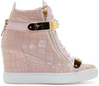 Giuseppe Zanotti: Pink Lorenz High Top Wedge Sneakers