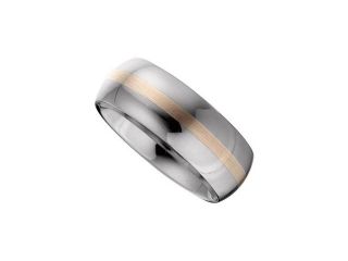 8.3MM Dura Tungsten Domed Band With 14Kt Rose Inlay Size 8