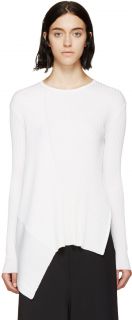 Stella McCartney: White Asymmetric Rib Sweater