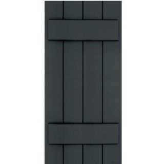 Winworks Wood Composite 15 in. x 34 in. Board & Batten Shutters Pair #632 Black 71534632