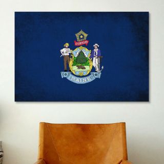 Maine Flag, Grunge Graphic Art on Canvas by iCanvas