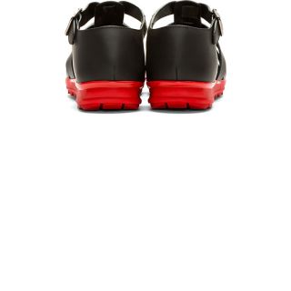 Christopher Kane Black Matte Leather Contrast Sole Sandals
