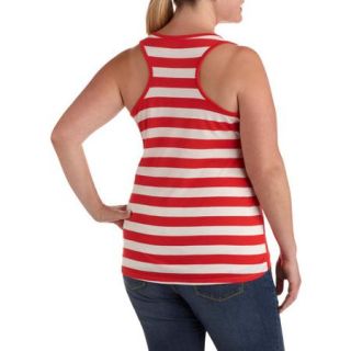 Women's Plus Size Love Tank with Striped Back