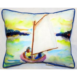 Sailboat Indoor Outdoor Lumbar Pillow by Betsy Drake Interiors