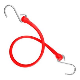 The Perfect Bungee 19 in. EZ Stretch Polyurethane Bungee Strap with Galvanized S Hooks (Overall Length: 24 in.) in Red PB24R