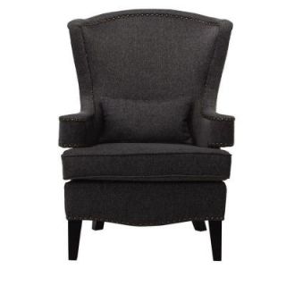 Home Decorators Collection Testoni Textured Solid Charcoal Linen Wing Back Chair 0551900930