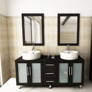 Kokols Modern Double 60 inch Free Standing Bathroom Vanity Sink Mirror