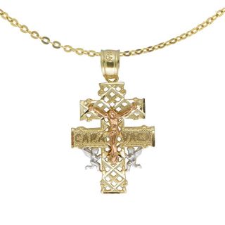 14k Tricolor Cross of Caravaca Pendant   Shopping   Top