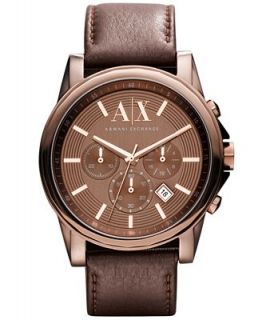 Armani Exchange Watch, Mens Chronograph Dark Brown Leather Strap