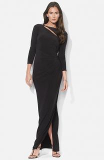 Lauren Ralph Lauren Asymmetrical Cutout Jersey Column Gown