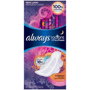 Always Radiant Always Radiant Overnight with wings scented Pads 24