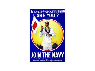 Buyenlarge   22079 1CG28   He is getting our country's signal   are you? Join the Navy. 28x42 Giclee on Canvas