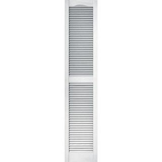 Builders Edge 15 in. x 72 in. Louvered Vinyl Exterior Shutters Pair in #001 White 010140072001