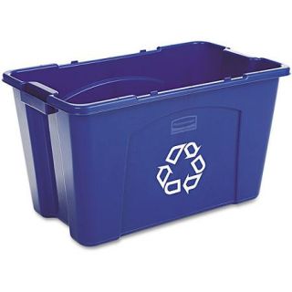 Rubbermaid Commercial Rectangular Blue Polyethylene Stacking Recycle Bin, 18 gal