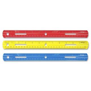 Plastic English and Metric School Ruler, 12 inch, Assorted Colors