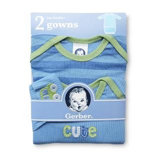 Gerber Newborn Boys 2 Pack Lap Shoulder Gowns   Cute & Striped   Baby