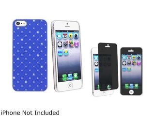 Insten Blue Lattice Diamonds Snap on Hard Case with Privacy Filter  for Apple iPhone 5 / 5S 803568