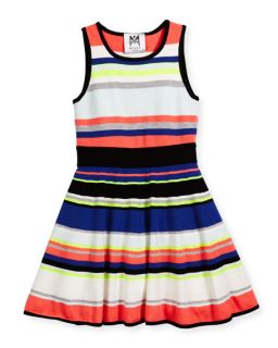 Milly Minis Sleeveless Striped Fit and Flare Dress, Multicolor